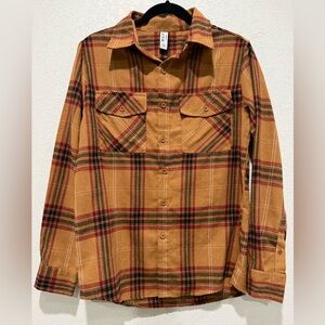 Brown/tan Plaid Button-Up Flannel Shirt